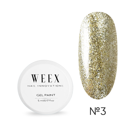 Weex Gel Paint # 3 Gold 5 ml Nail paint gel with shimmer