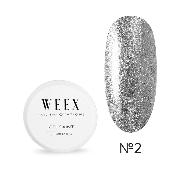 Weex Gel Paint # 2 Silver 5 ml Gel nail paint with Shimmer