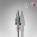 STALEKS Carbide nail drill bit for LEFT-HANDED “cone” red, diameter 6 mm / working part 14 mm