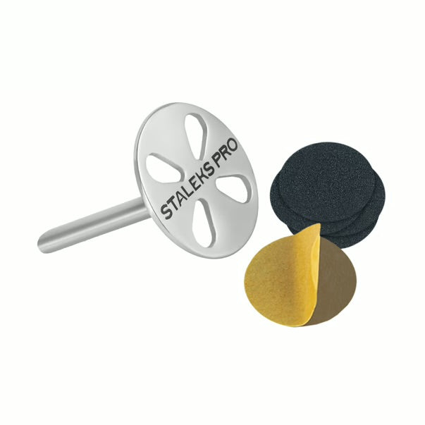 Pedicure disc PODODISC STALEKS PRO M and set of disposable file 180 grit 5 pc (20 mm)