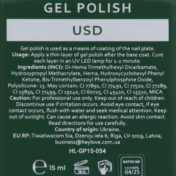 HEYLOVE  GEL POLISH USD 15ml