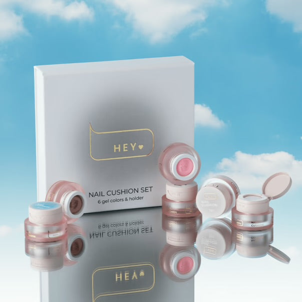 HEYLOVE NAIL CUSHION SET WHITE GEL PAINTS  6 PCS X 2 G