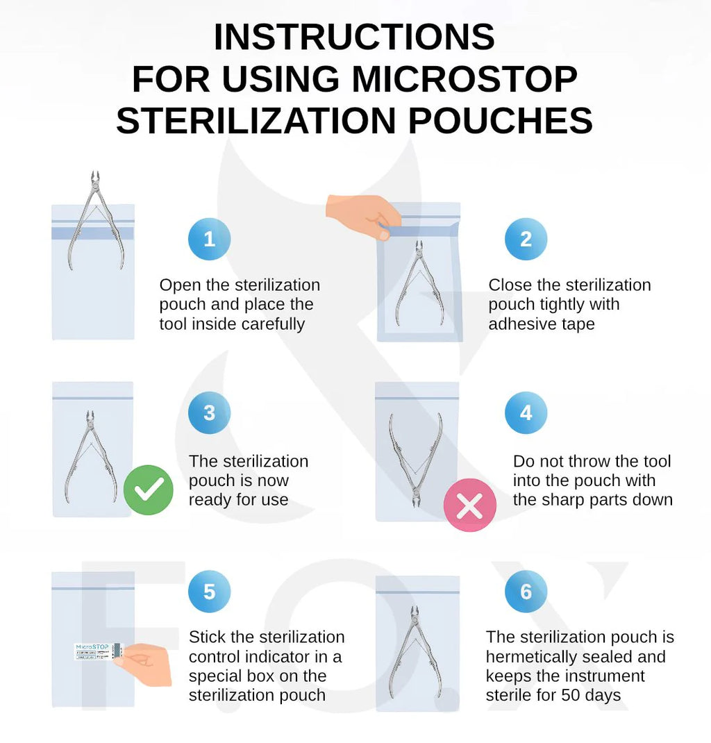 MicroStop ECO Dry Heat Sterilization Pouches with class 4 indicator Kraft Bags 100×200 mm (100 pcs)