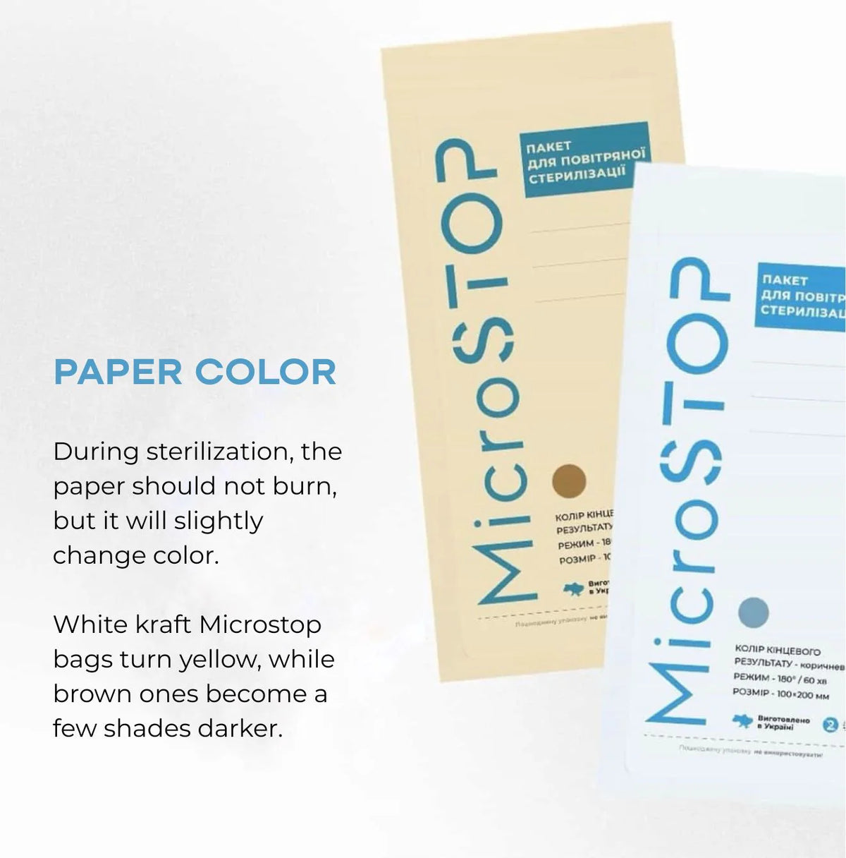 MicroStop ECO Dry Heat Sterilization Pouches with class 4 indicator Kraft Bags 100×200 mm (100 pcs)