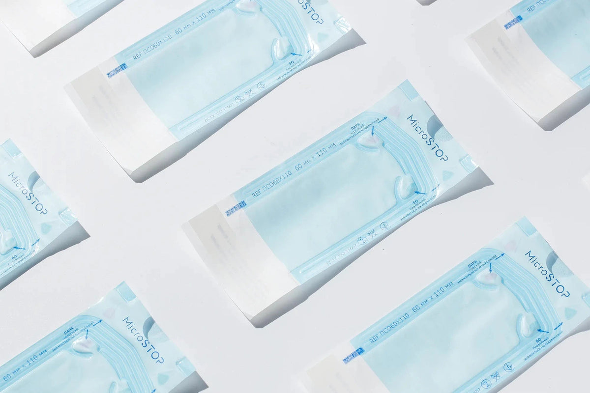 MicroStop self-adhesive pouches for AUTOCLAVE sterilization ONLY, 60x110 mm (200 pcs)