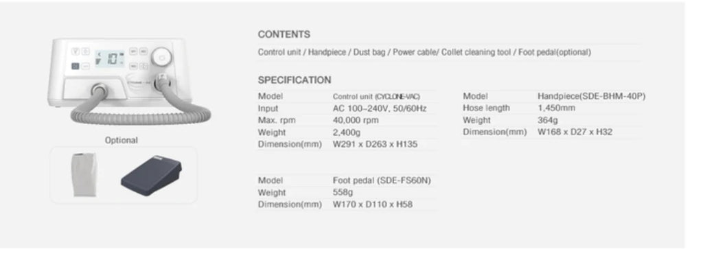 SAEYANG PODO MACHINE CYCLONE-VAC E-FILE NAIL DRILL MACHINE