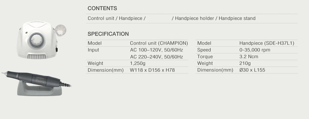 SAEYANG Marathon Champion 3 White +H37L1 35k RPM + Pedal, MADE IN KOREA.