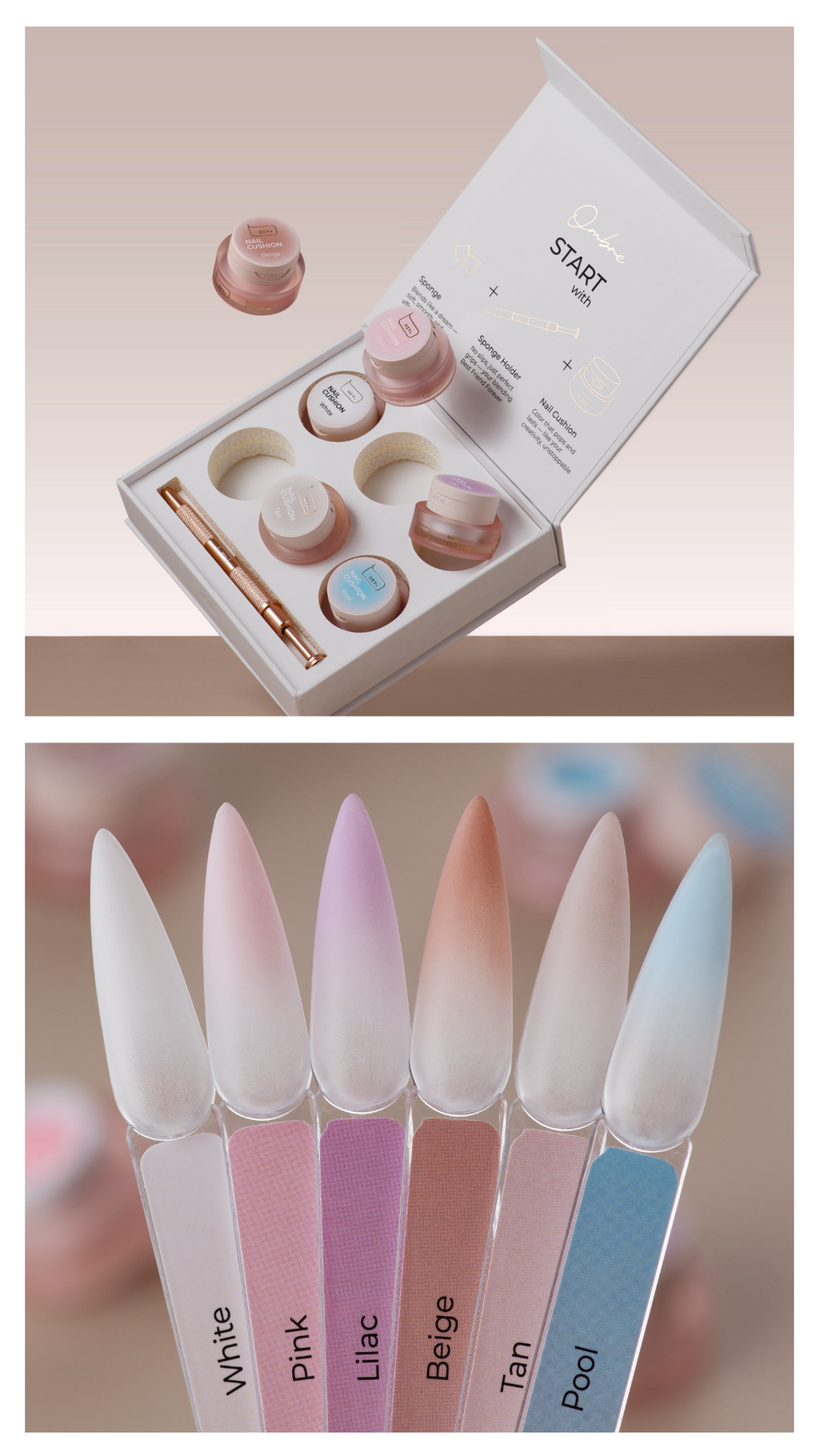 HEYLOVE NAIL CUSHION SET WHITE GEL PAINTS  6 PCS X 2 G