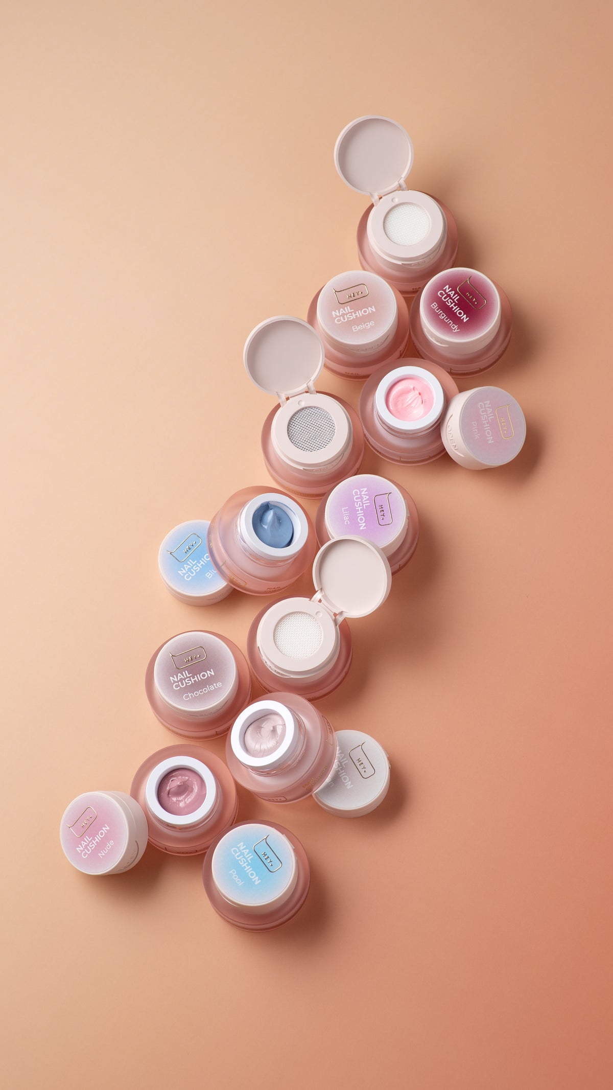 HEYLOVE NAIL CUSHION SET WHITE GEL PAINTS  6 PCS X 2 G